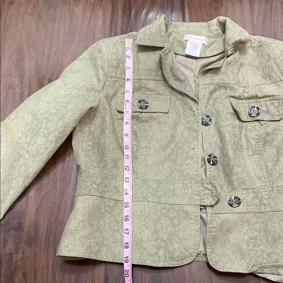 Worthington Sage Green Subtle Snakeskin Pattern Blazer Jacket - Picture 5 of 6